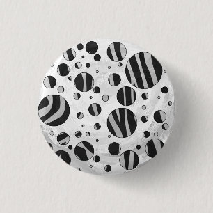 Zebra Polka Dot Black und Light Gray Button