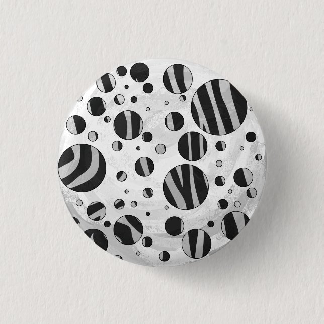 Zebra Polka Dot Black und Light Gray Button (Vorderseite)