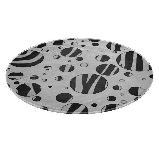 Zebra Polka Dot Black und Light Gray Schneidebrett (Ecke)