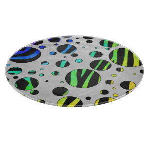 Zebra Polka Dot Black und Rainbow Print Schneidebrett