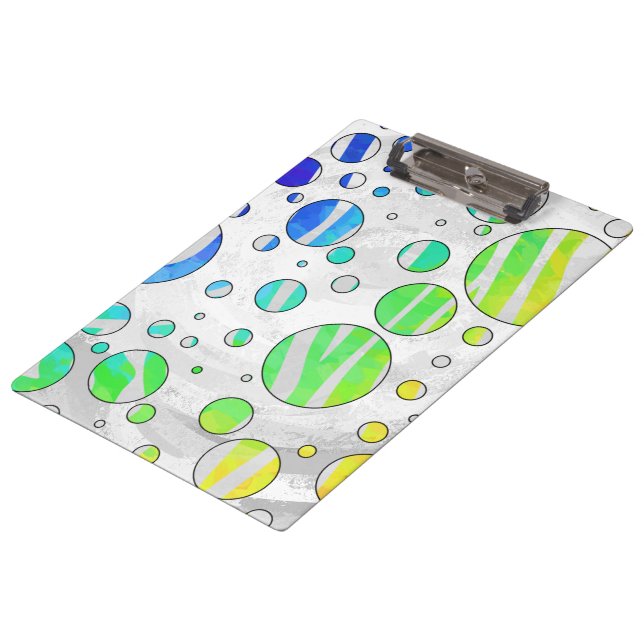 Zebra Polka Dot Rainbow und White Print Klemmbrett (Schrägansicht)