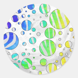 Zebra Polka Dot Rainbow und White Print Runder Aufkleber