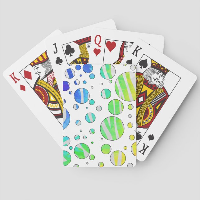 Zebra Polka Dot Rainbow und White Print Spielkarten (Rückseite)