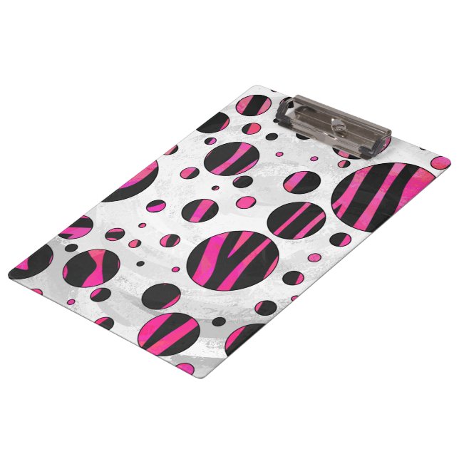 Zebra Polka Dots Klemmbrett (Schrägansicht)