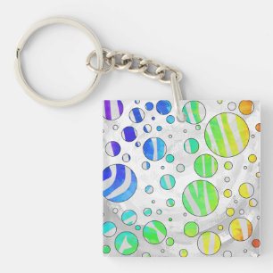 Zebra Polka Punkt Regenbogen und Weiß Druck Schlüsselanhänger