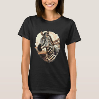 Zebra Portrait Safari Artwork Wildlife Animal Prin T-Shirt