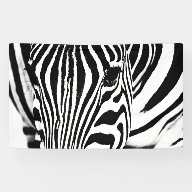 Zebra-Portrait schwarz-weiß Banner (Horizontal)