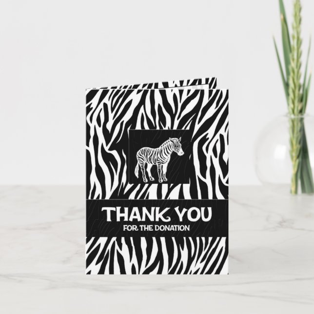 Zebra Print 4"x5.6"Donation Thank You Notecard Dankeskarte (Vorderseite)