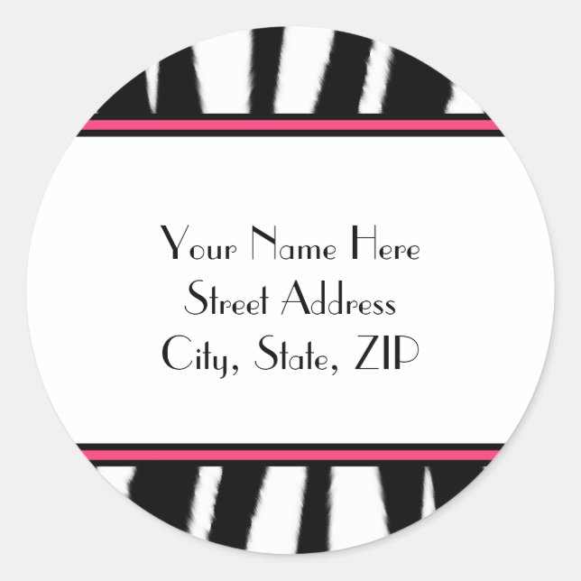 Zebra Print Address Labels Runder Aufkleber (Vorderseite)