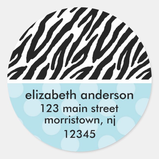 Zebra Print Address Labels Runder Aufkleber (Vorderseite)