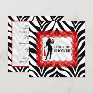Zebra Print and Red Lace Lingerie Dusche Einladung