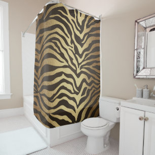 Zebra Print Animal Skin Print Modern Glam Gold Duschvorhang