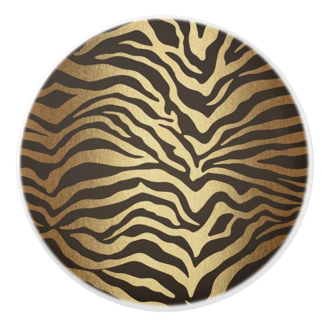 Zebra Print Animal Skin Print Modern Glam Gold Keramikknauf (Vorderseite)