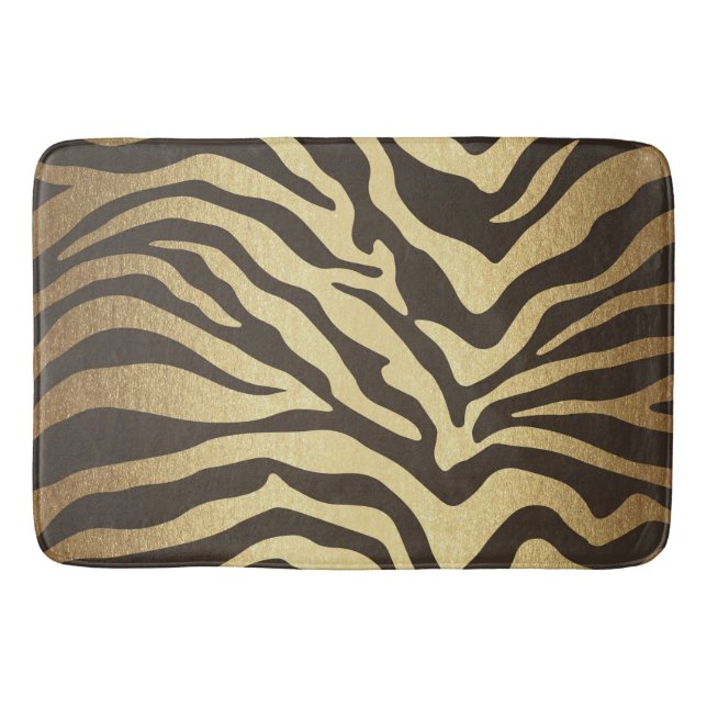 Zebra Print Animal Skins Modern Glam Gold Badematte (Vorderseite)