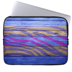 Zebra Print auf Holz #6 Laptopschutzhülle