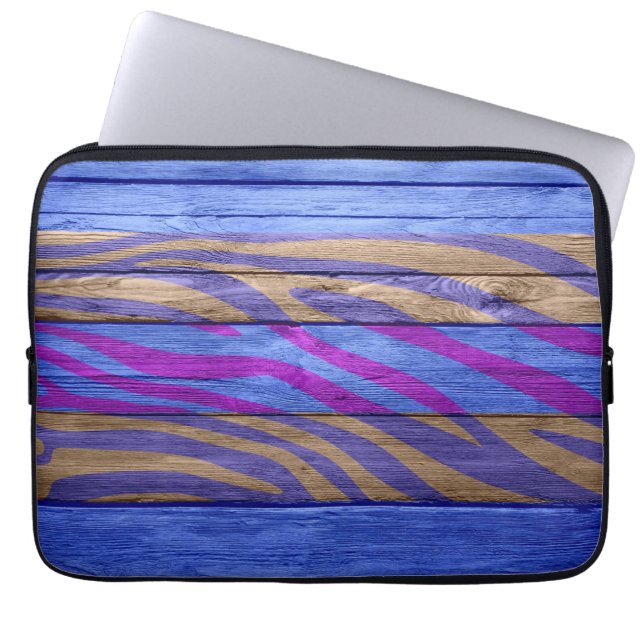 Zebra Print auf Holz #6 Laptopschutzhülle (Vorderseite)