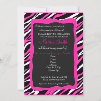 Zebra Print Baby Shower Einladung - Hot Pink