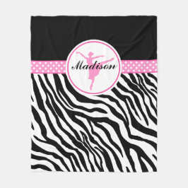 Zebra Print Ballet Dancer rosa Dein Name Fleecedecke