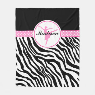 Zebra Print Ballet Dancer rosa Dein Name Fleecedecke