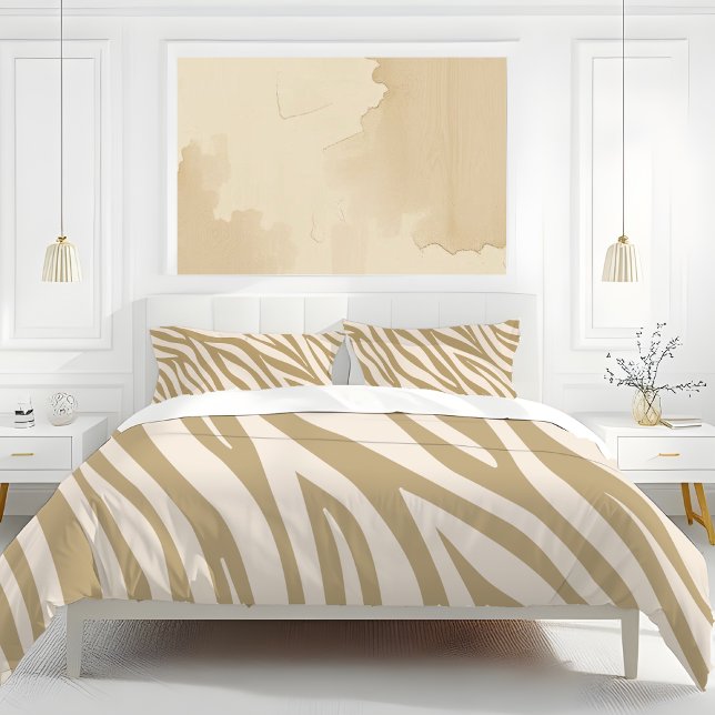 Zebra Print-Beige- Kissenbezug (Zebra Print Neutral Beige BEDROOM duvet and pillows)
