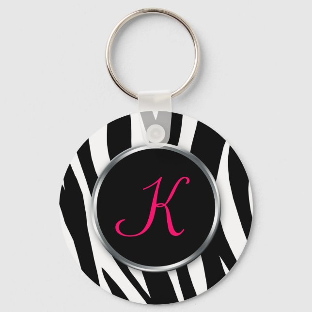 Zebra Print : Berry Monogram : Schlüsselanhänger (Vorderseite)