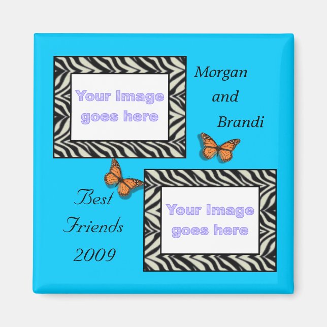Zebra Print Best Friends Photo Magnet (Devant)