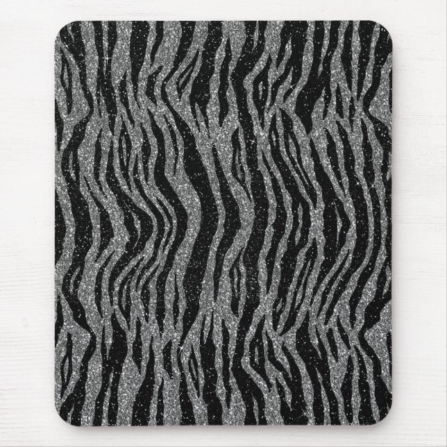 Zebra Print Black and Gray Silver Mousepad (Vorne)