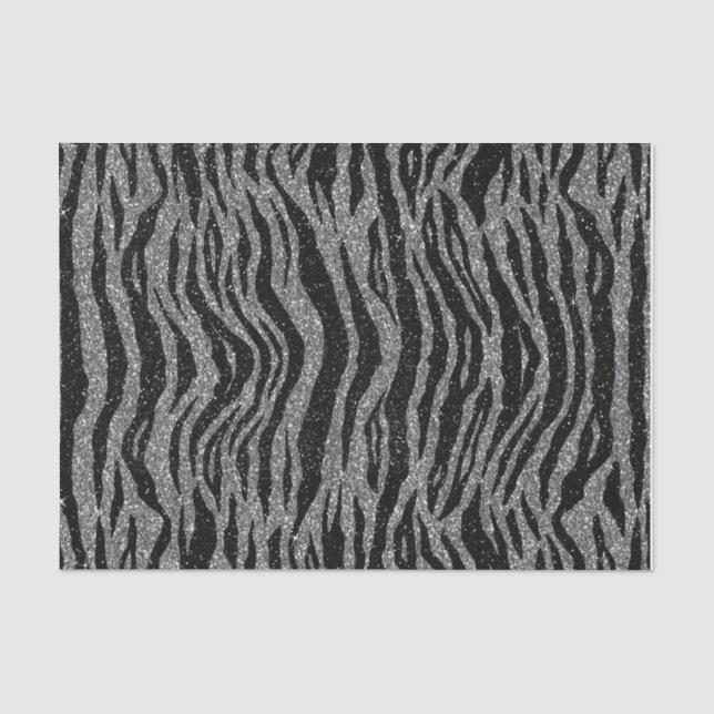 Zebra Print Black and Gray Silver Seidenpapier (Vorderseite)