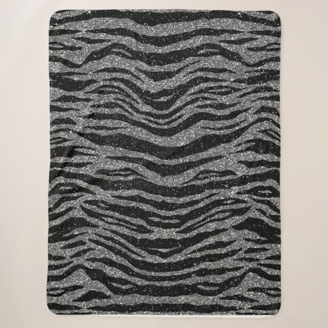Zebra Print Black and Gray Silver Sherpadecke (Vorderseite)