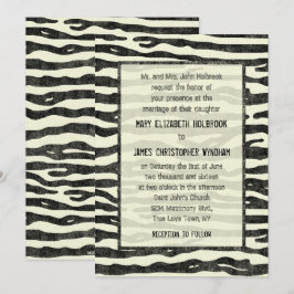 Zebra Print Black Beige Elegante Hochzeit Einladung