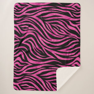 Zebra Print Black Hot Pink Sherpadecke