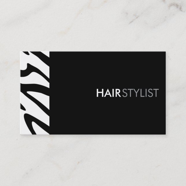 Zebra Print Black Modern Stylist Carte de visite (Devant)