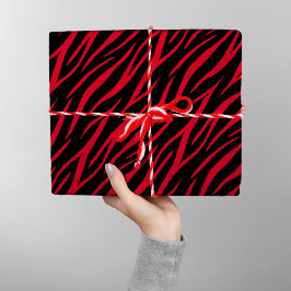 Zebra Print Black Red Niedlich Modern Xmas Muster Geschenkpapier