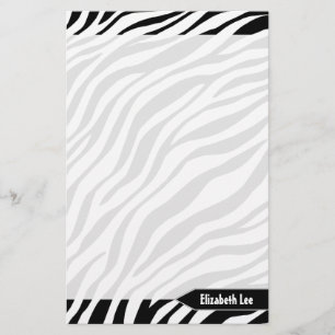 Zebra Print Black & White Personalisiert Stationer Briefpapier