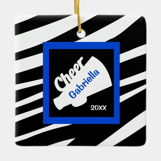 Zebra Print Blue Cheer Megaphone Ornament (Vorderseite)