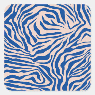Zebra Print Blue Zebra Stripes Animal Print Quadratischer Aufkleber