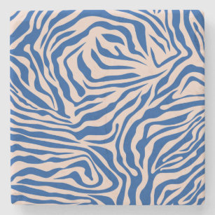 Zebra Print Blue Zebra Stripes Animal Print Steinuntersetzer