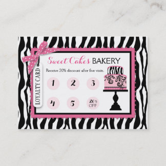 Zebra Print Cake Bakery Business Loyalty Card Treuekarte