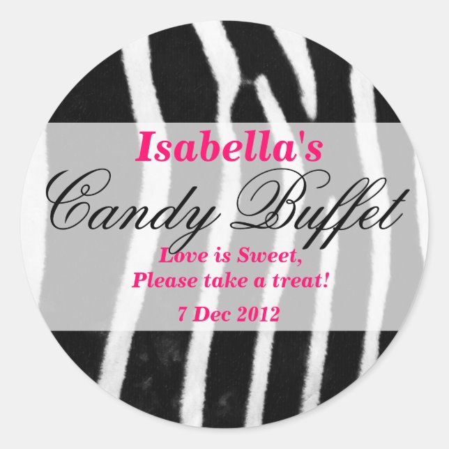 Zebra print Candy Buffet Sticker (Vorderseite)