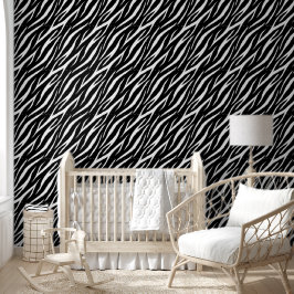 Zebra Print Cool Moderne Stilvolle Schwarz/Weiß Tapete