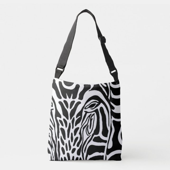 Zebra Print - Crossbody Tote Bag Tragetaschen Mit Langen Trägern (Vorderseite)