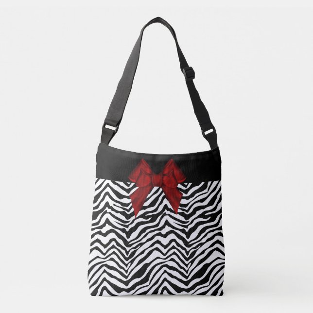 Zebra Print Custom Totbeutel Tragetaschen Mit Langen Trägern (Vorderseite)
