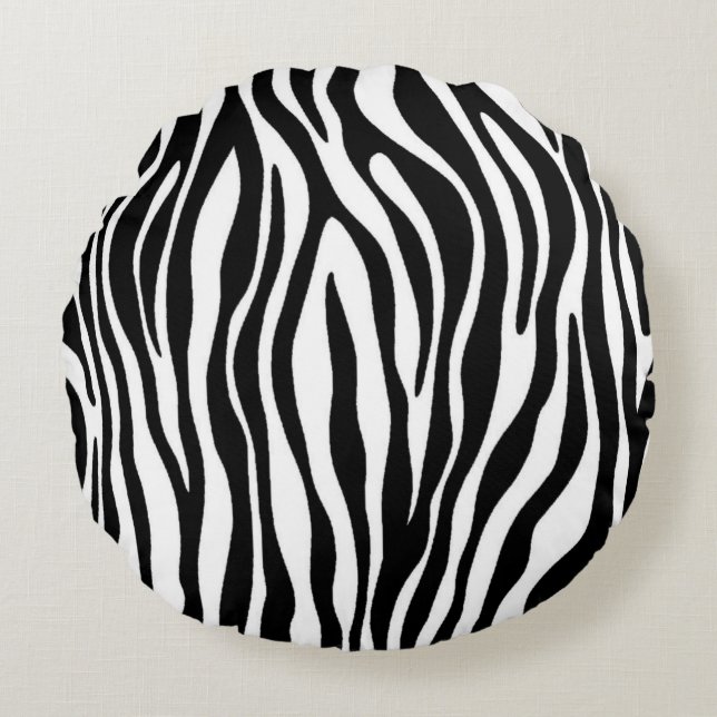 Zebra Print Design Rundes Kissen (Vorderseite)