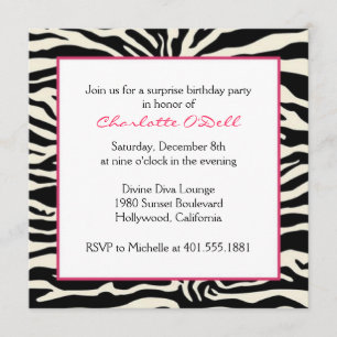 Zebra Print Geburtstag Einladung