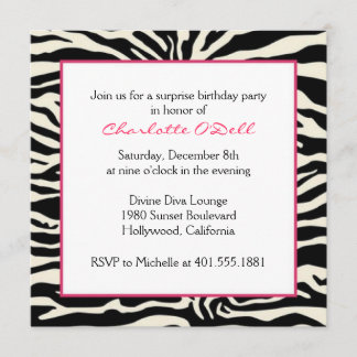 Zebra Print Geburtstag Einladung