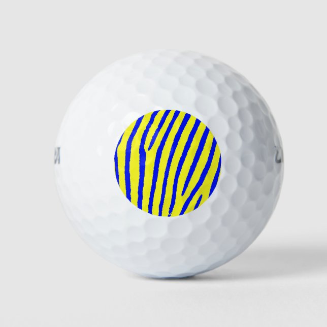Zebra Print (Gelb & Blau) Golfball (Vorderseite)