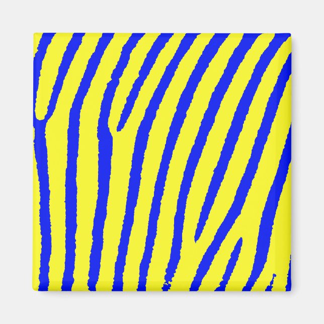 Zebra Print (Gelb & Blau) Magnet (Vorne)