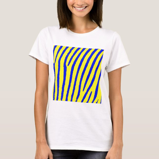 Zebra Print (Gelb & Blau) T-Shirt (Vorderseite)