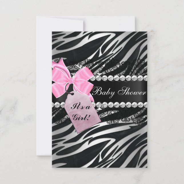 Zebra Print Girl Babydusche Einladung (Vorderseite)