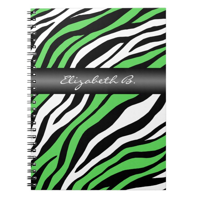 Zebra Print Green Mix Personalisiertes Notebook Notizblock (Vorderseite)